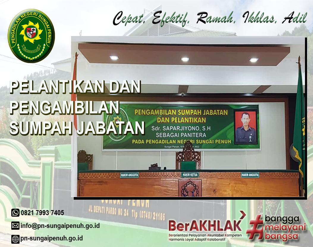 Pelantikan dan Pengambilan Sumpah Jabatan